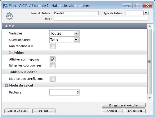 Plan d'Analyse en Composantes Principales (ACP)