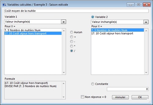 Calculs entre deux variables numériques