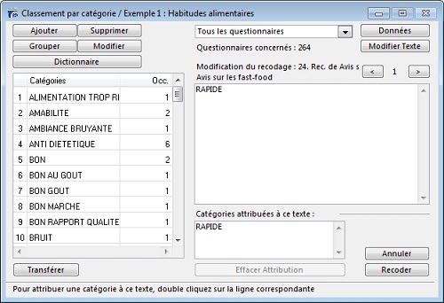 La fonction Classement lexical automatique