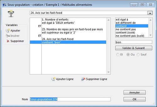 Comparateurs sur sous-population